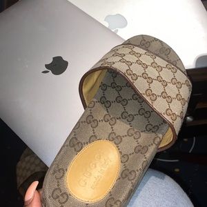 AUTHENTIC Gucci brown slides sz10